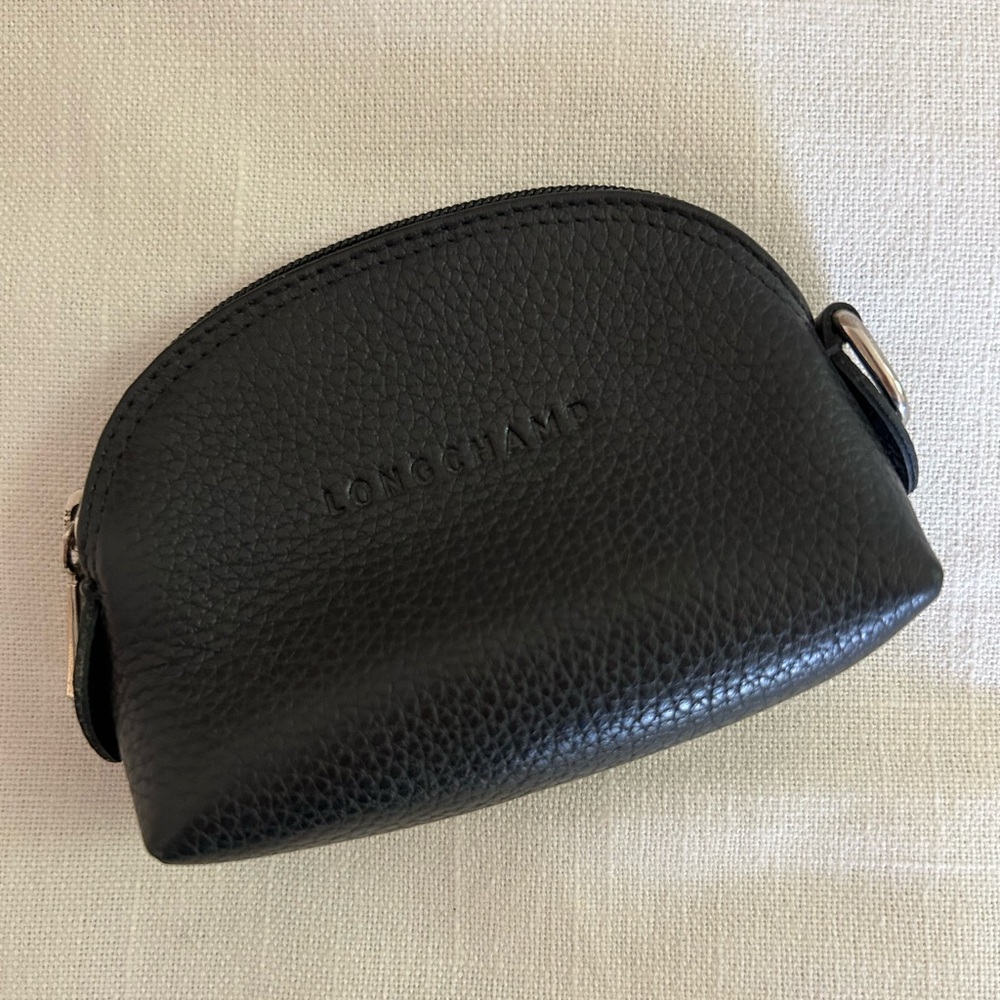 Longchamp Black coin purse Pebbled Leather